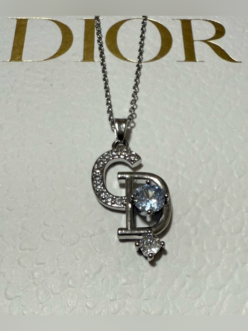 Stunning CD Initial Pendant Necklace With Clear Stones